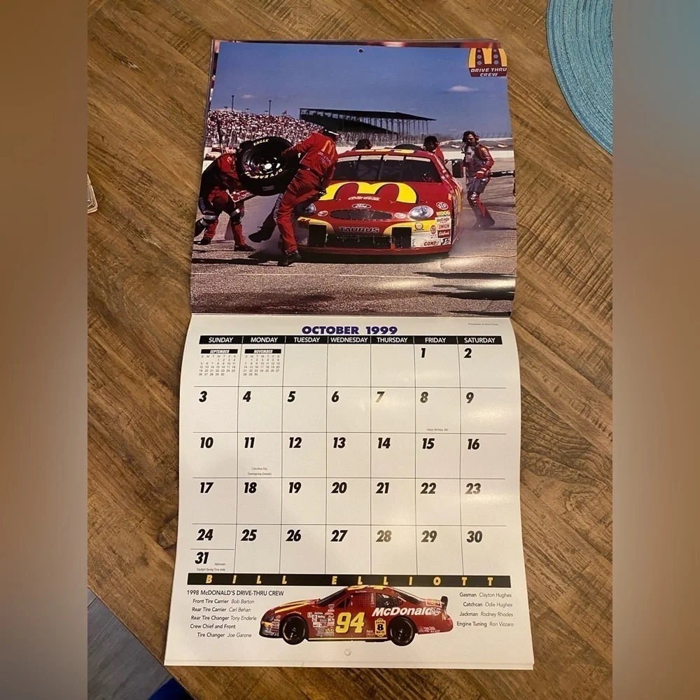 Vintage 1999 Bill Elliott Racing Calendar. Excellent Pre owned condition.